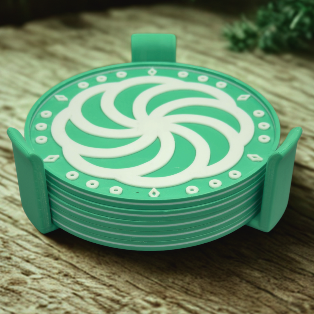 Coasters - 6 Custom Drink Coasters with Holder, 3D Printed Home Decor for Housewarming and Wedding Gifts for Her and Him