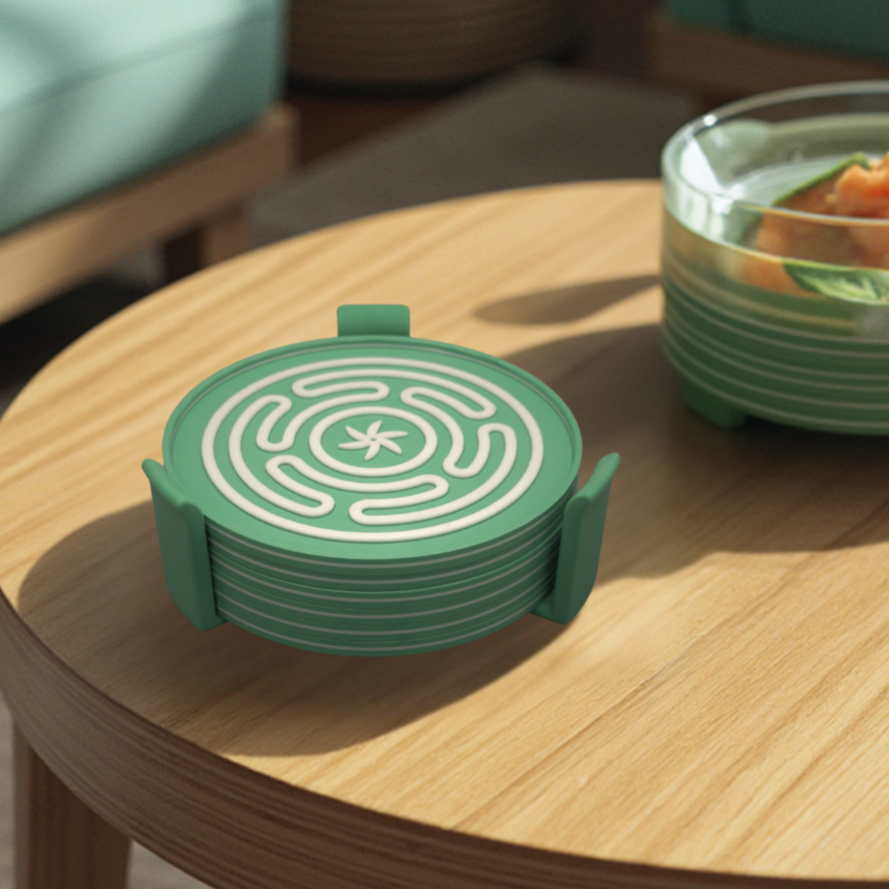 Coasters - 6 Custom Drink Coasters with Holder, 3D Printed Home Decor for Housewarming and Wedding Gifts for Her and Him