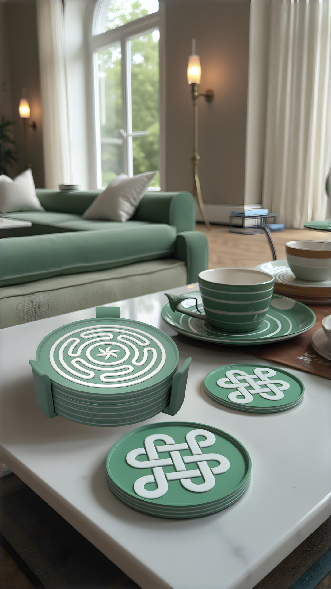 Coasters - 6 Custom Drink Coasters with Holder, 3D Printed Home Decor for Housewarming and Wedding Gifts for Her and Him